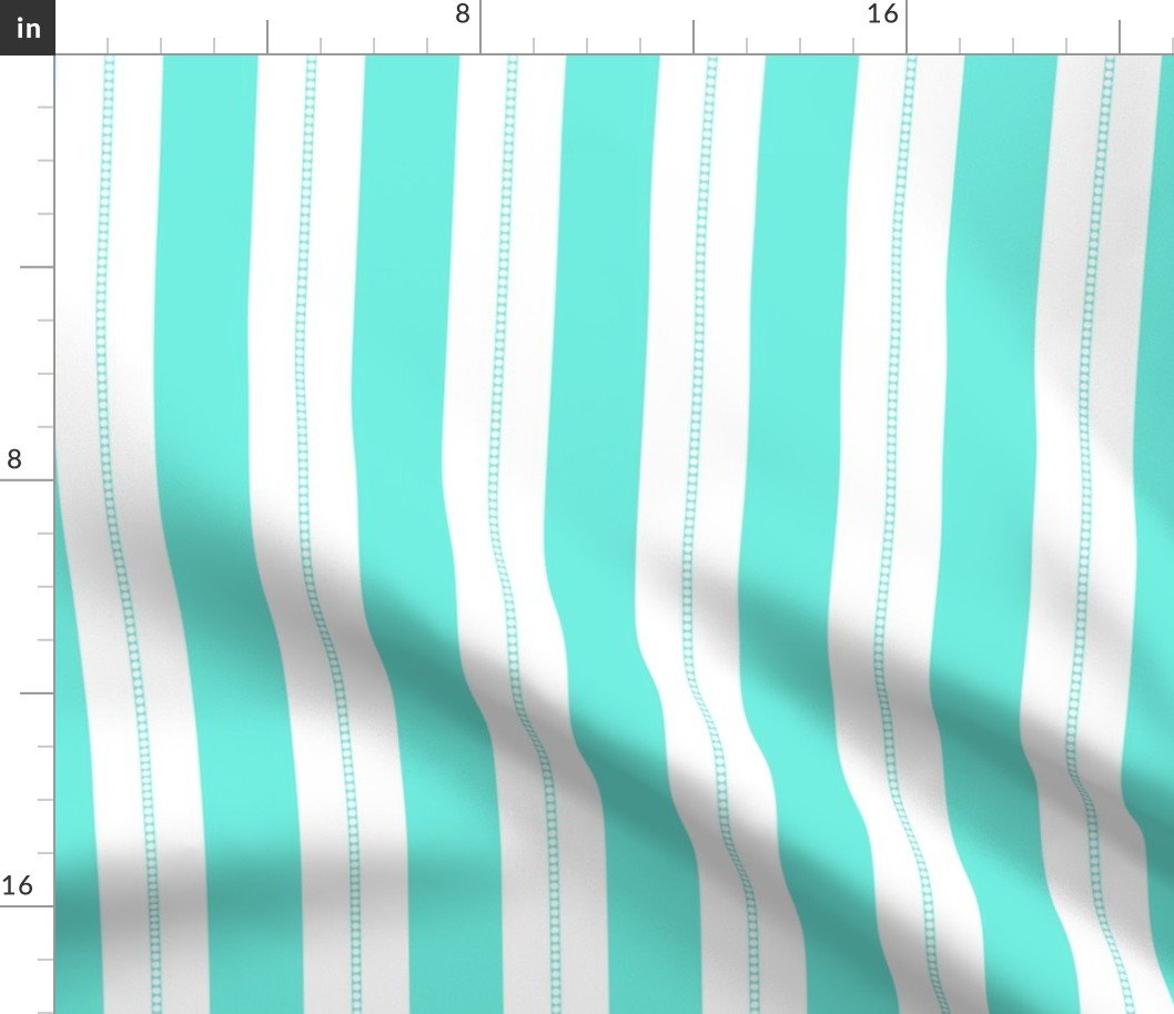Small White and Aqua Blue Cabana Beach Bubble Stripes Fabric Small White and Aqua Blue Cabana Beach Bubble Stripes Fabric