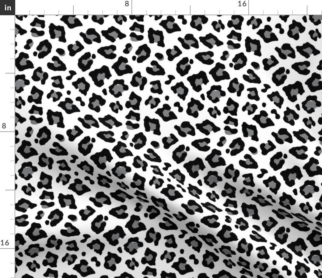Smaller Leopard Spots Animal Repeat Pattern Print in Grey and Black Fabric Smaller Leopard Spots Animal Repeat Pattern Print in Grey and Black Fabric