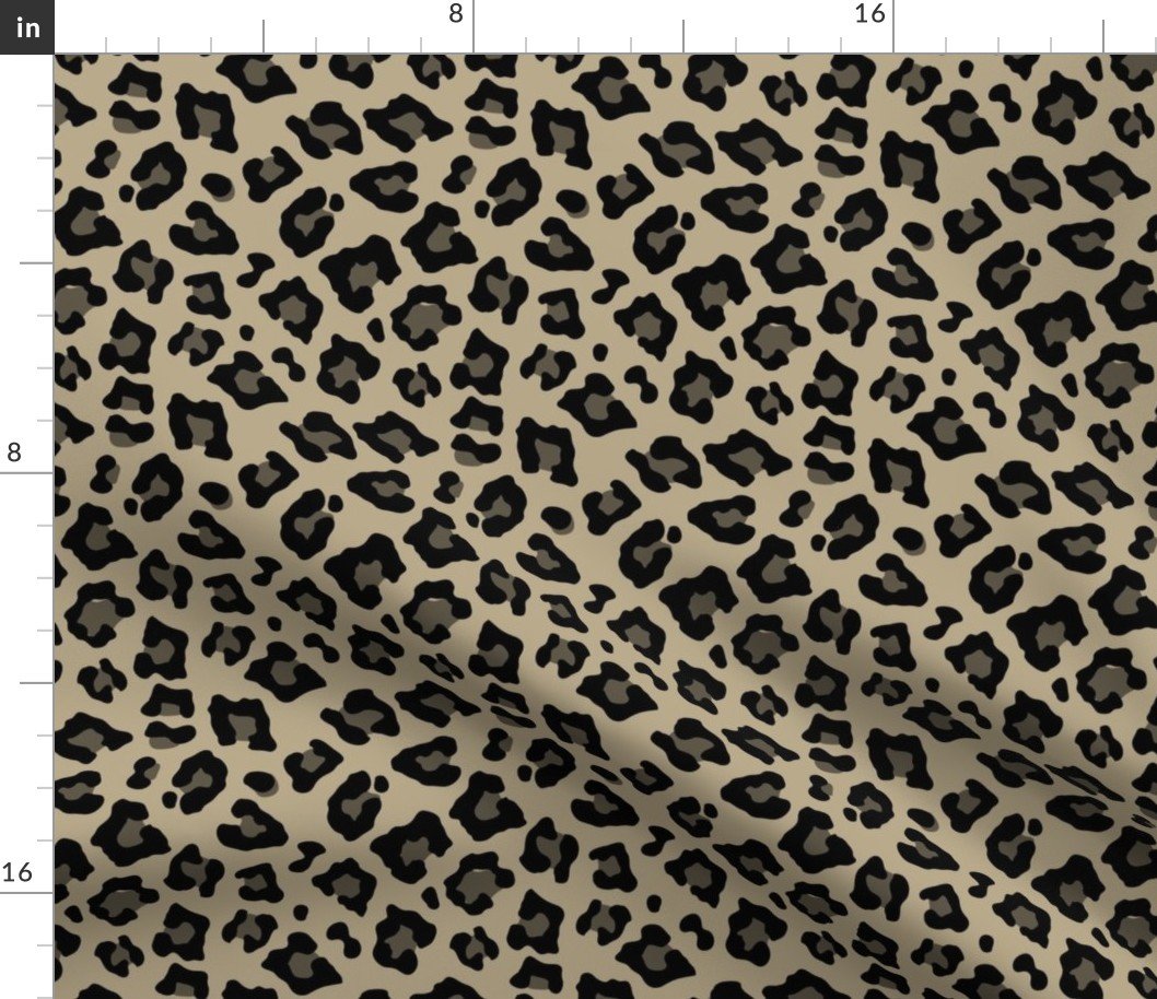 Smaller Leopard Spots Animal Repeat Pattern Print in Tan and Black Fabric Smaller Leopard Spots Animal Repeat Pattern Print in Tan and Black Fabric