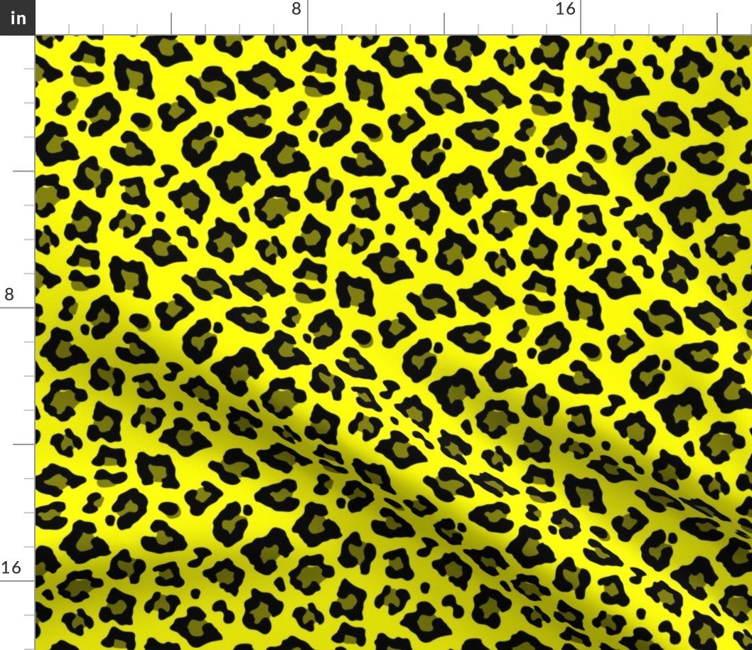 Smaller Leopard Spots Animal Repeat Pattern Print in Yellow and Black Fabric Smaller Leopard Spots Animal Repeat Pattern Print in Yellow and Black Fabric