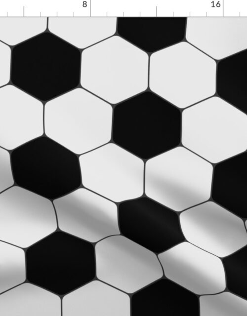 Soccer Mom Black and White Hexagonal Soccer Ball Pattern Fabric