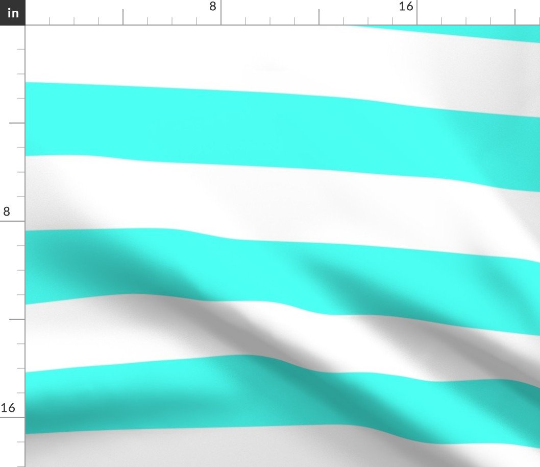 South Beach Art Deco Aqua Horizontal Tent Stripes Florida Colors of the Sunshine State Fabric