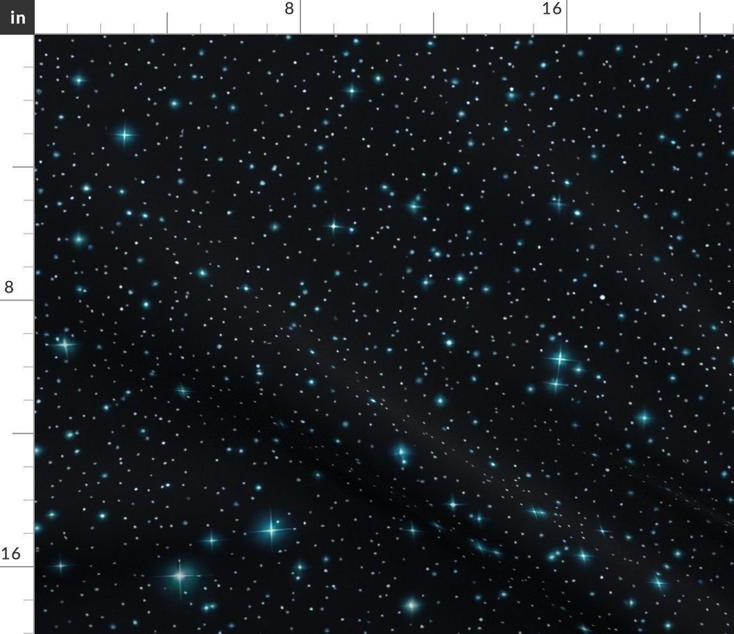 Starry Night of Beautiful Universe with Blue Stars Fabric Starry Night of Beautiful Universe with Blue Stars Fabric