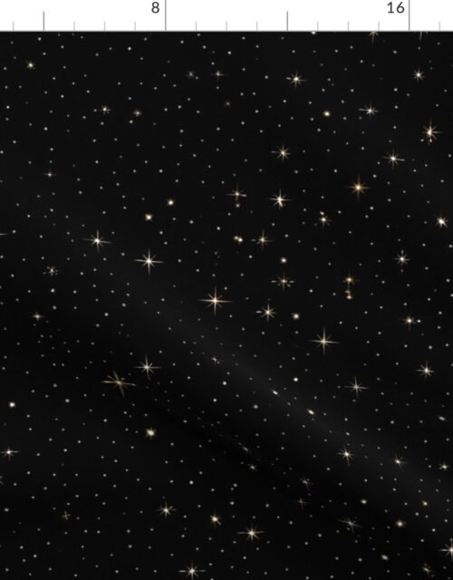 Starry Night of Beautiful Universe with Gold Stars Fabric