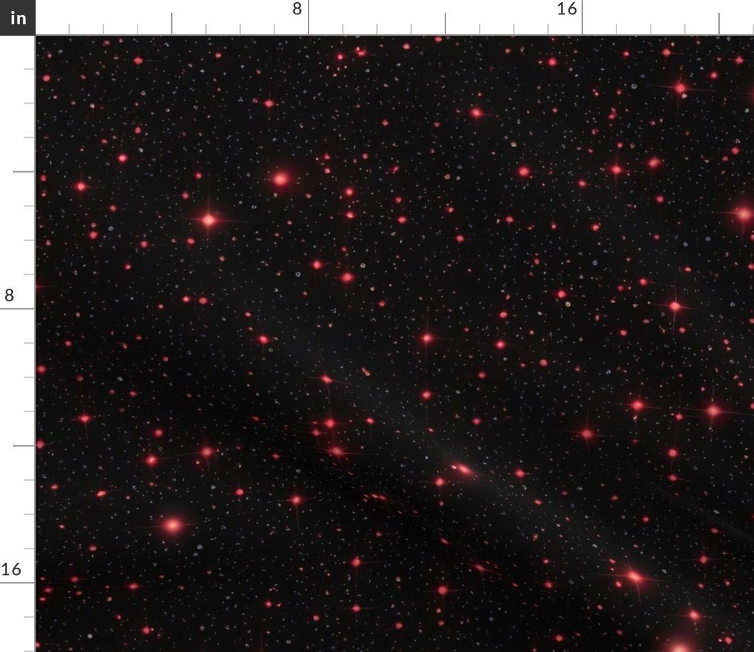 Starry Night of Beautiful Universe with Red Stars Fabric Starry Night of Beautiful Universe with Red Stars Fabric