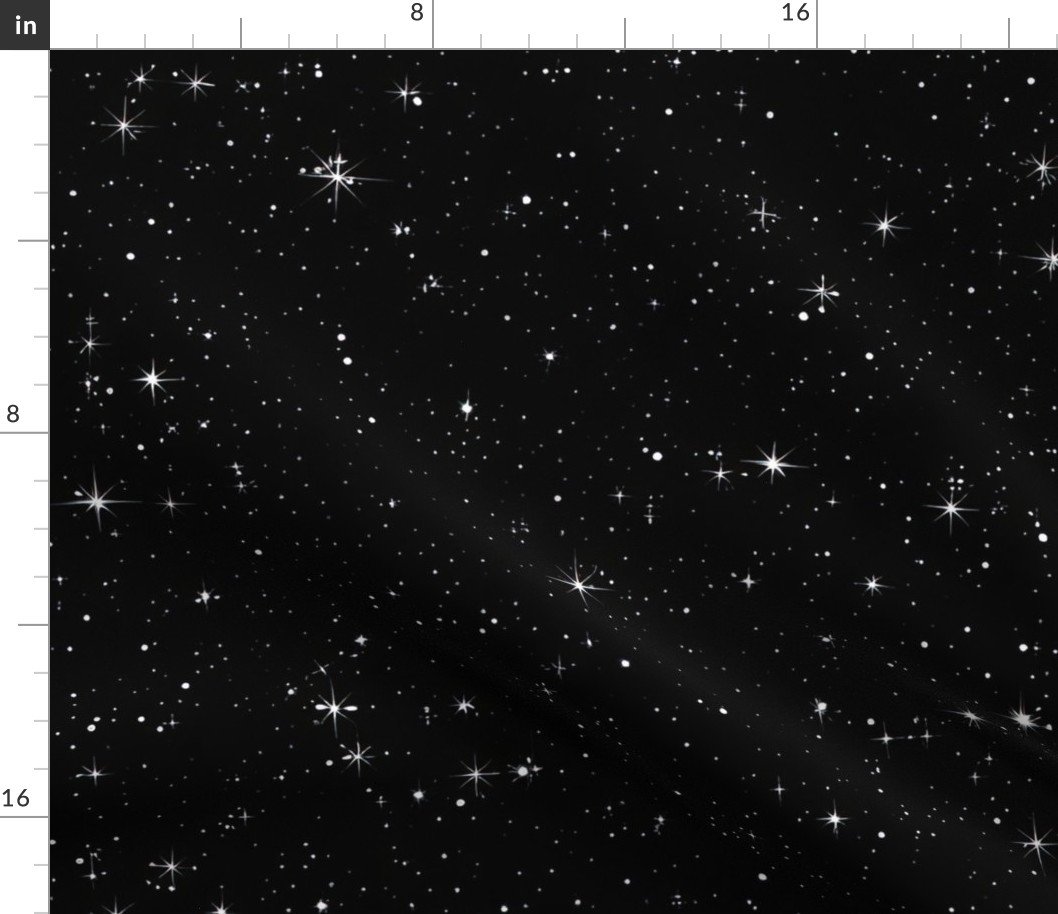 Starry Night of Beautiful Universe with White Stars Fabric Starry Night of Beautiful Universe with White Stars Fabric