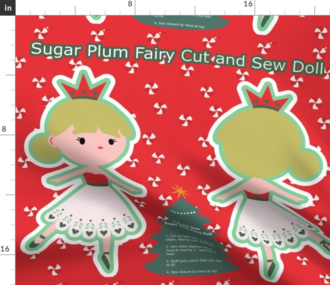 Sugar Plum Fairy Cut and Sew Doll Christmas Nutcracker Decoration Project Fabric Sugar Plum Fairy Cut and Sew Doll Christmas Nutcracker Decoration Project Fabric