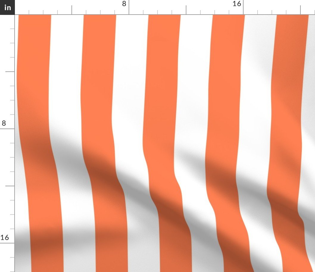 Sunset Coral Pink Orange 2 inch Cabana Tent Stripe Fabric