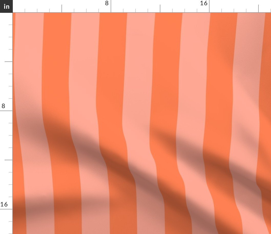 Sunset Coral and Tonal Coral 2 Inch Vertical Cabana Stripes Fabric Sunset Coral and Tonal Coral 2 Inch Vertical Cabana Stripes Fabric