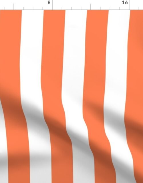 Sunset Coral and White 2 Inch Vertical Cabana Stripes Fabric