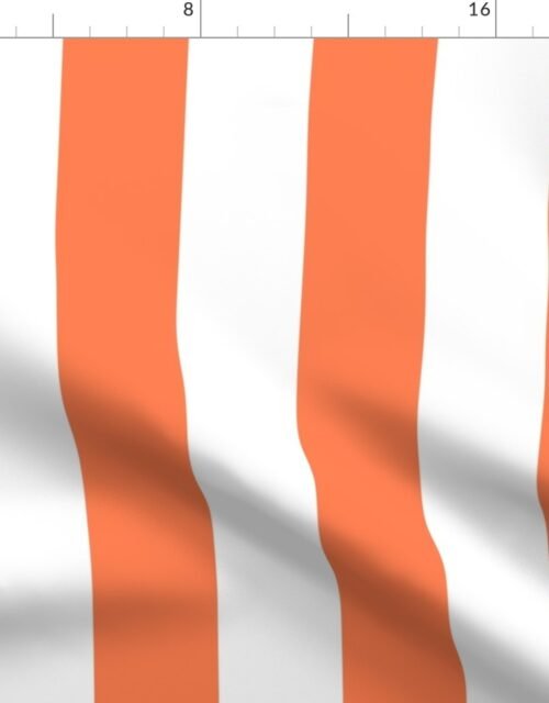Sunset Coral and White Large 3 Inch Vertical Cabana Stripes Fabric