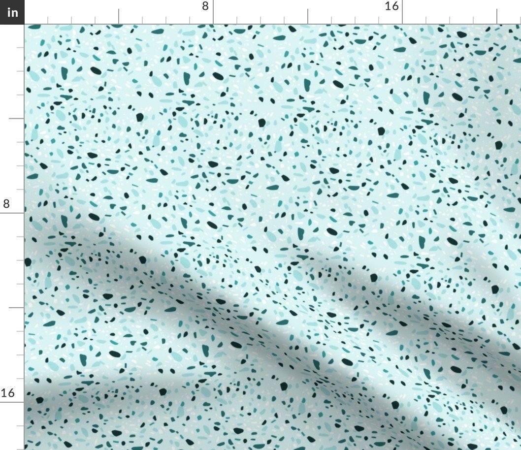 Teal Blue and Green Marble Chip Terazzo Fabric Teal Blue and Green Marble Chip Terazzo Fabric