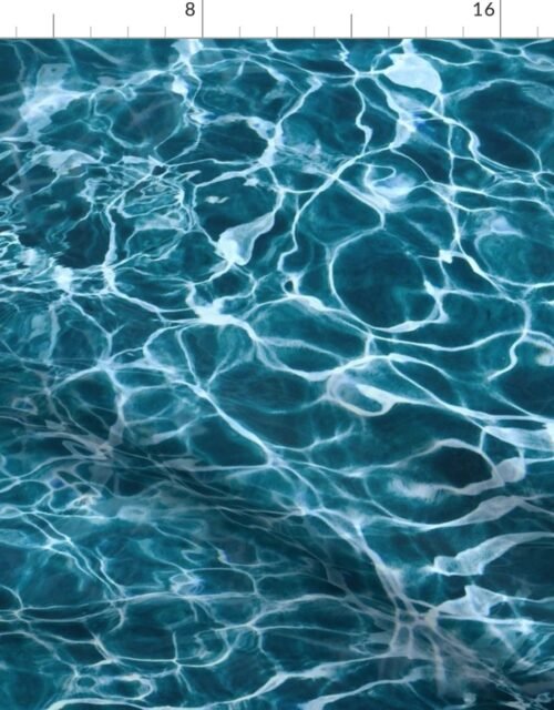 Teal Ripples in Wavy Water Fabric