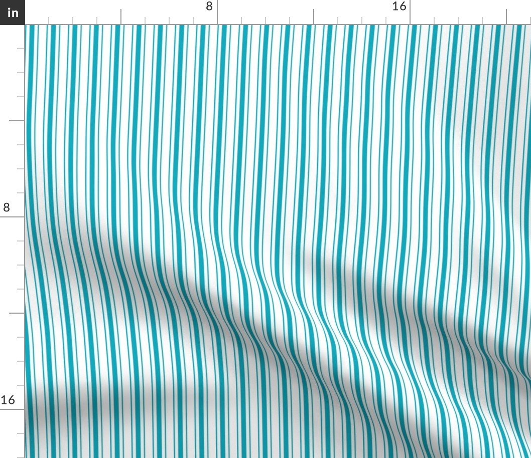 Traditional Micro Caribbean Blue Vintage Ticking Upholstery Stripes Fabric