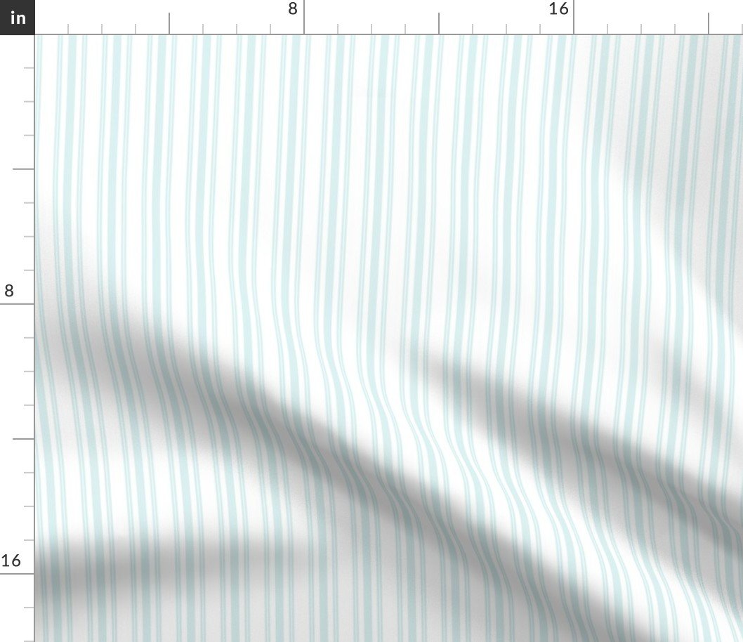 Trendy Large Blue Lily Pastel Blue French Mattress Ticking Double Stripes Fabric