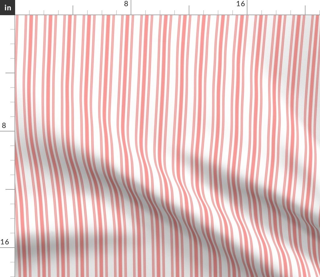 Trendy Large Coral Rose Pastel Coral French Mattress Ticking Double Stripes Fabric Trendy Large Coral Rose Pastel Coral French Mattress Ticking Double Stripes Fabric
