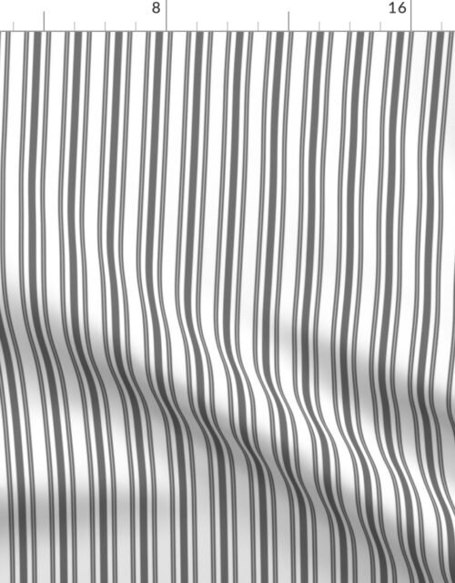 Trendy Large Grey Cinder Pastel Grey French Mattress Ticking Double Stripes Fabric