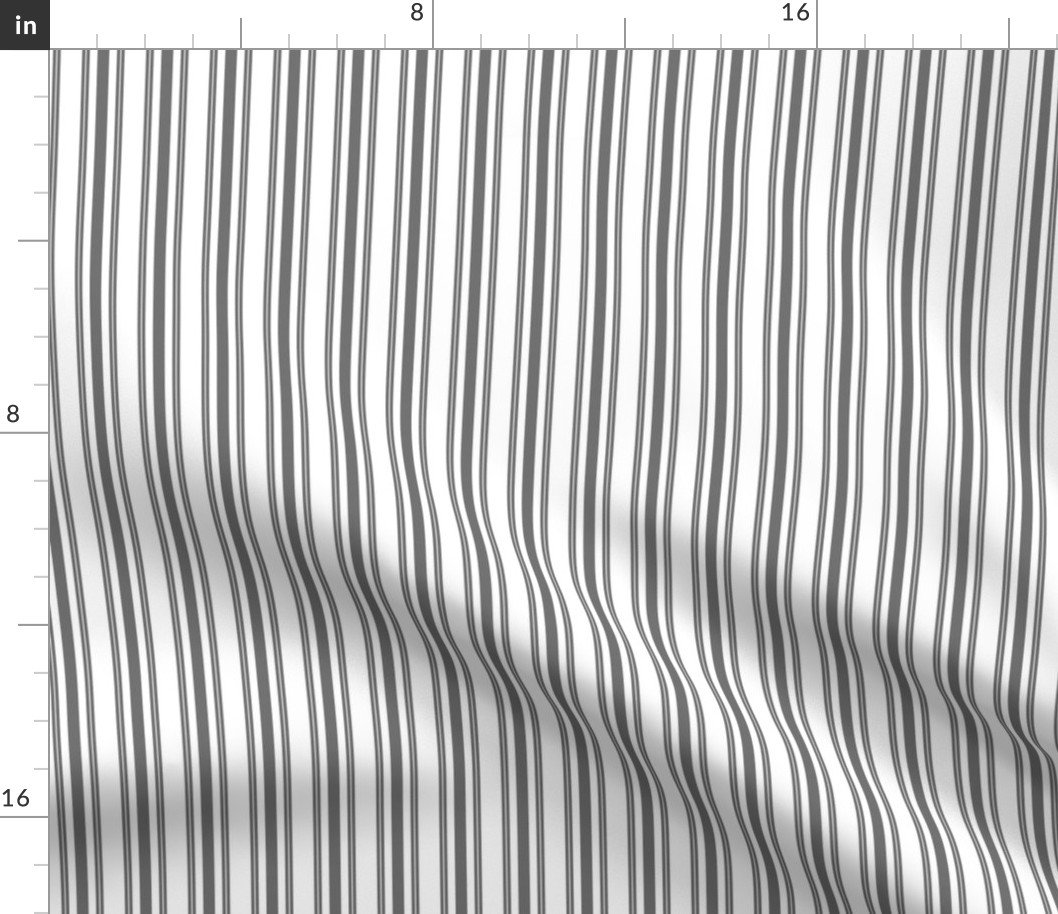 Trendy Large Grey Cinder Pastel Grey French Mattress Ticking Double Stripes Fabric