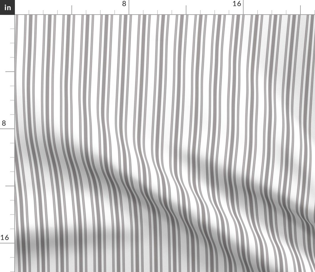 Trendy Large Grey Dovecote Pastel Grey French Mattress Ticking Double Stripes Fabric