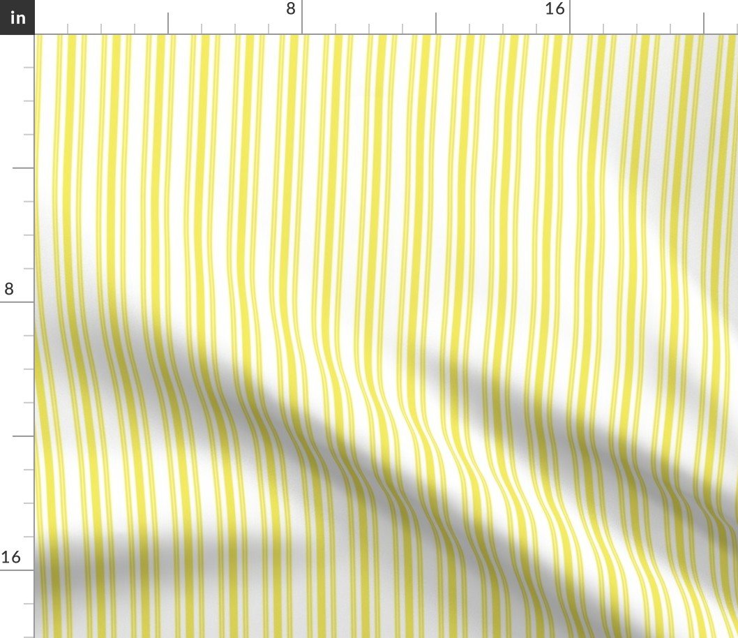 Trendy Large Highlighter Yellow Pastel Highlighter French Mattress Ticking Double Stripes Fabric