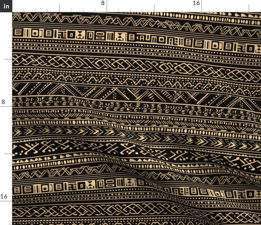 Tribal Mudcloth Boho Ethnic Print in Black and Cream Fabric Tribal Mudcloth Boho Ethnic Print in Black and Cream Fabric