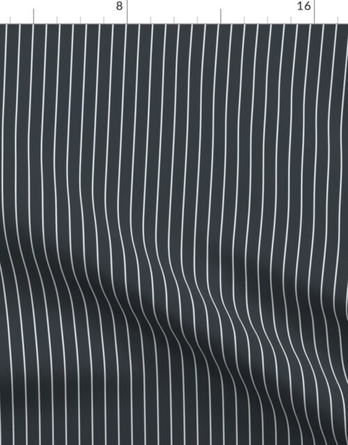 Twilight Blue and White Half Inch French Provincial Winter Pin Stripes Fabric