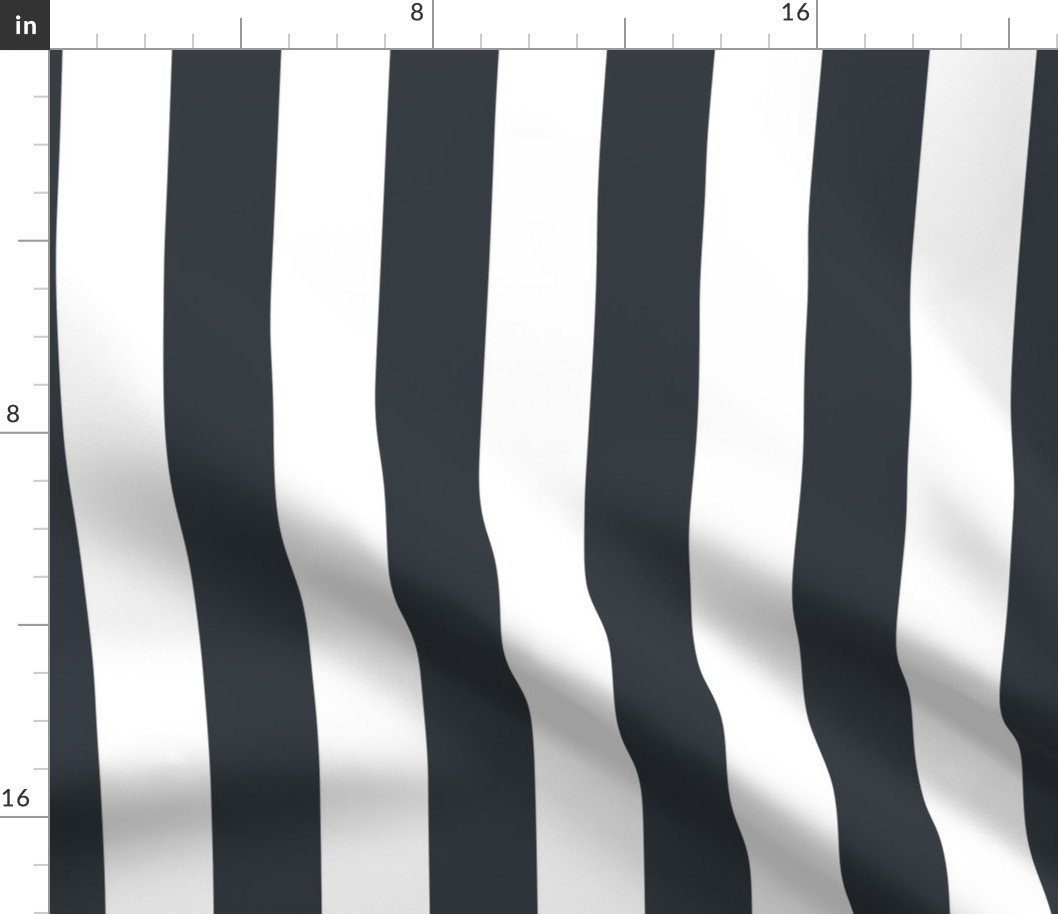 Twilight Blue and White Vertical 2 inch French Provincial Cabana Stripe Fabric