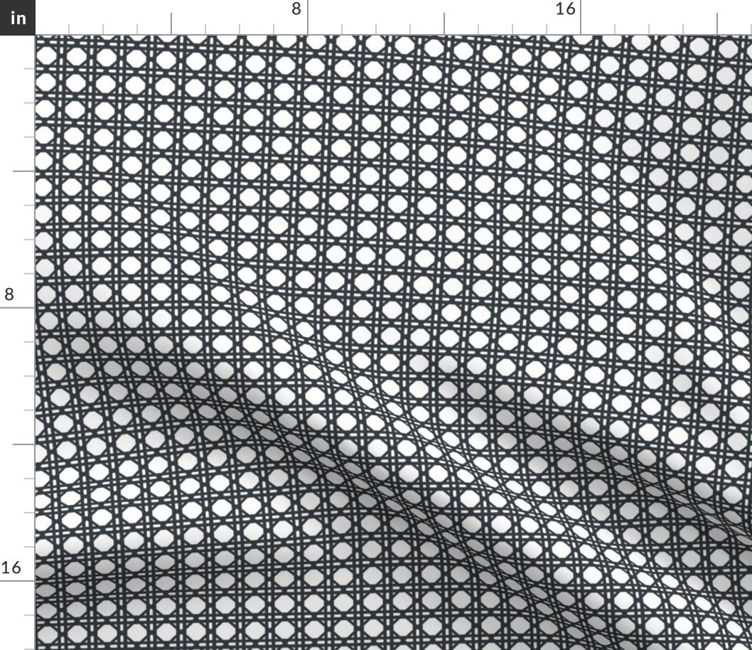 Twilight Blue on White Rattan Caning Pattern Fabric Twilight Blue on White Rattan Caning Pattern Fabric
