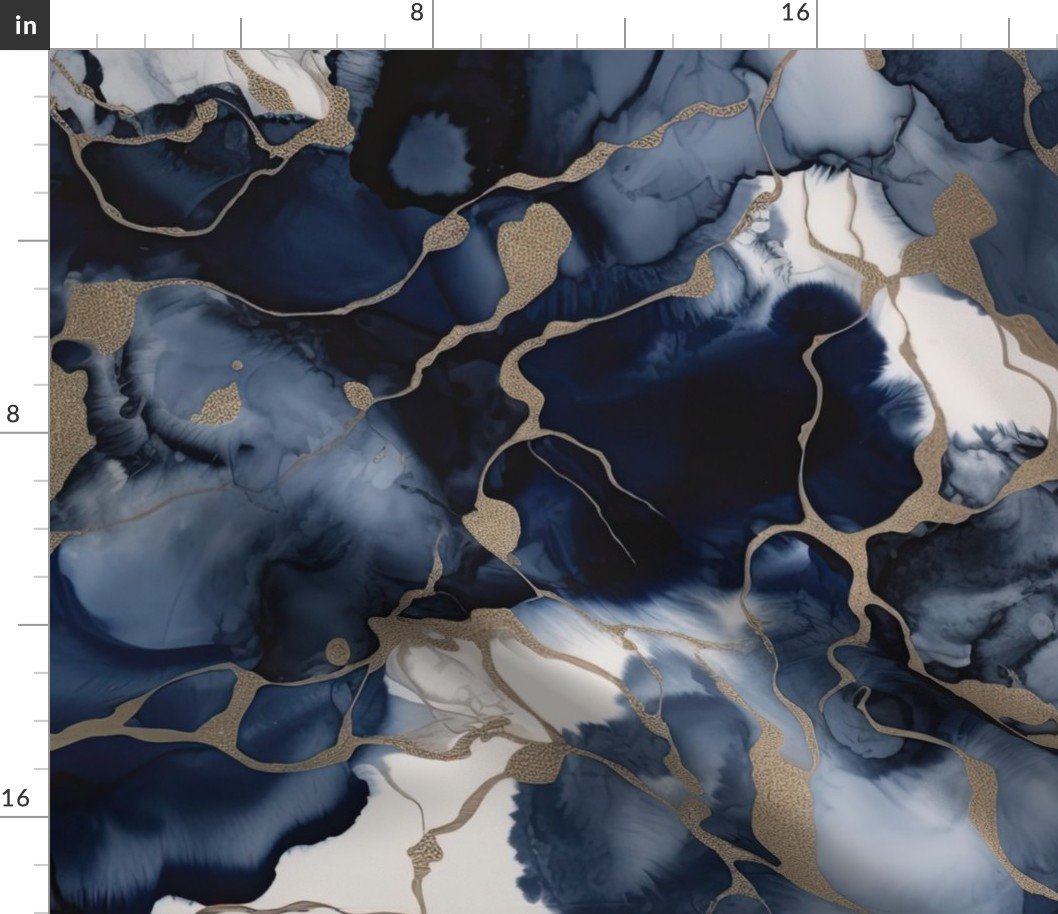 Twilight Navy Blue and Grey with Antique Gold Alcohol Ink Liquid Swirls Fabric Twilight Navy Blue and Grey with Antique Gold Alcohol Ink Liquid Swirls Fabric
