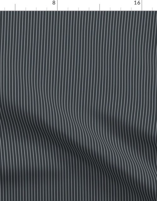 Twilight  Blue and White Quarter Inch French Provincial Winter Pin Stripes Fabric