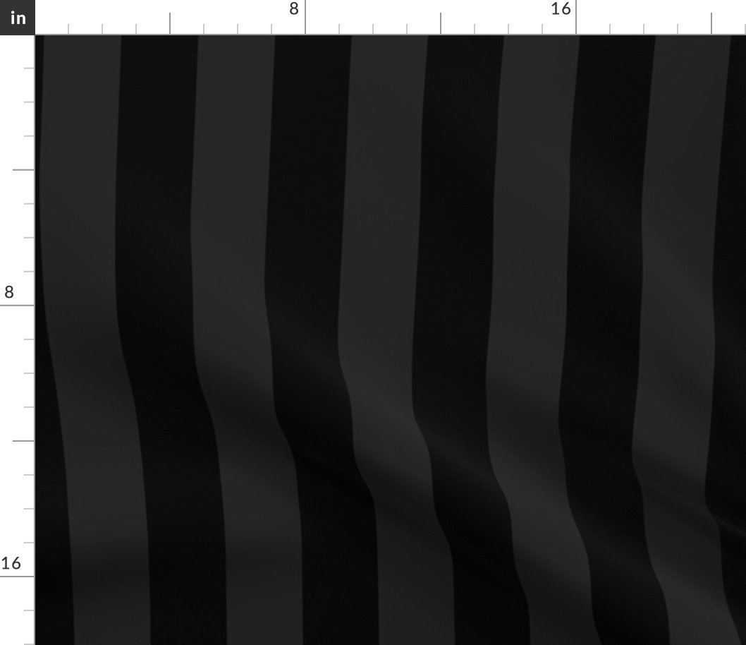 Two-Tone 2 Inch Black and Faded Black Modern Cabana Upholstery Stripes Fabric