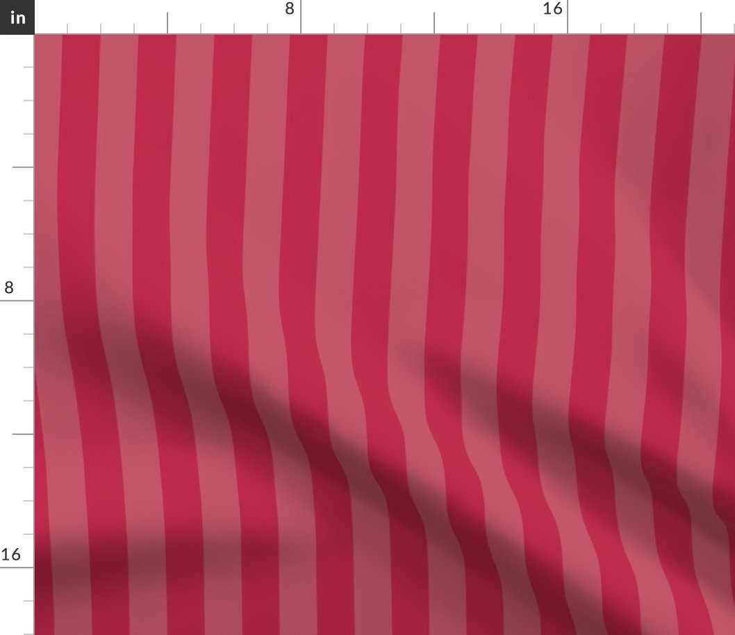 Two-Tone Color of the Year Viva Magenta with Tonal Vertical Sailor  Stripes Fabric