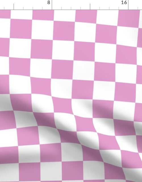Two Inch Checks in Springtime Pink and White Fabric