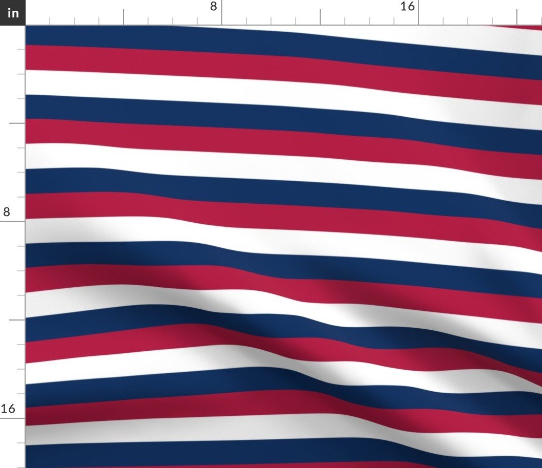 USA Flag Red, White and Blue Alternating 1 Inch Horizontal Stripes Fabric USA Flag Red, White and Blue Alternating 1 Inch Horizontal Stripes Fabric