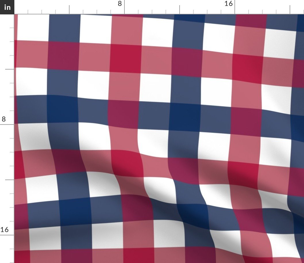 USA Red, White and Blue Jumbo 2 Inch Gingham Check Fabric USA Red, White and Blue Jumbo 2 Inch Gingham Check Fabric