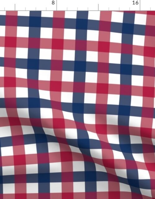USA Red, White and Blue Large 1 Inch Gingham Check Fabric