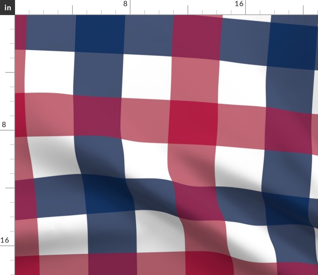 USA Red, White and Blue Mega 3 Inch Gingham Check Fabric USA Red, White and Blue Mega 3 Inch Gingham Check Fabric