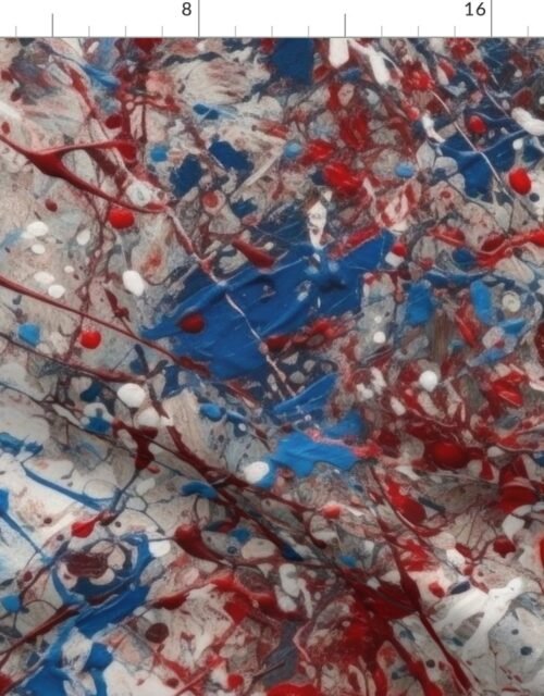USA Red White Blue Drip Paint Splatter Technique Fabric