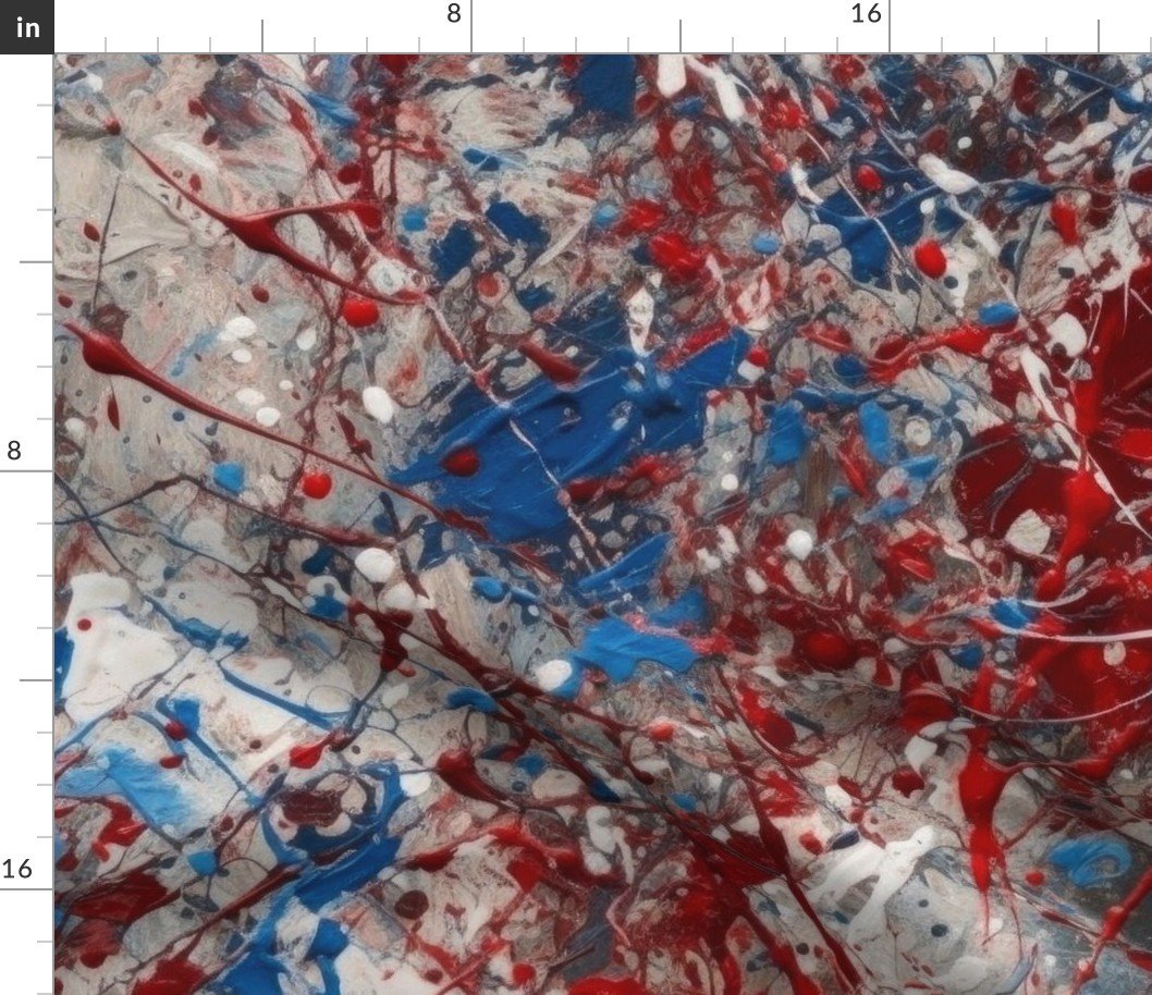USA Red White Blue Drip Paint Splatter Technique Fabric USA Red White Blue Drip Paint Splatter Technique Fabric