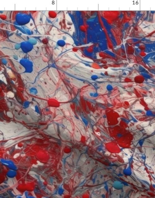 US Red White Blue Drip Paint Splatter Technique Fabric