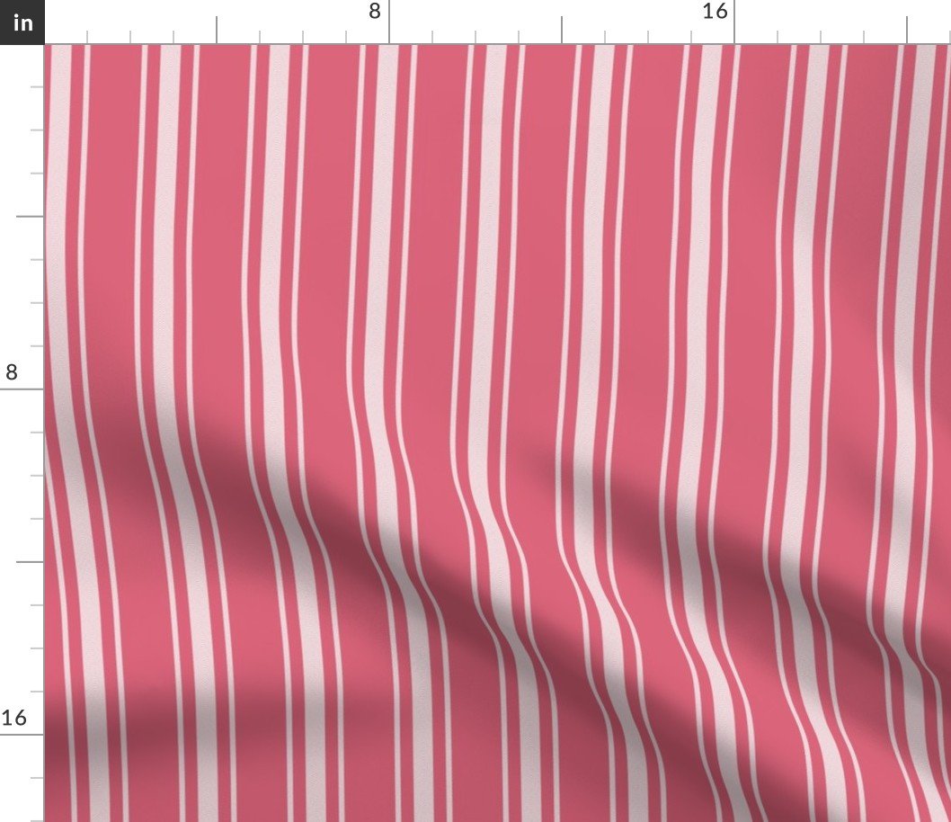 Vertical White Mattress Ticking Stripes on Nantucket Red Fabric Vertical White Mattress Ticking Stripes on Nantucket Red Fabric