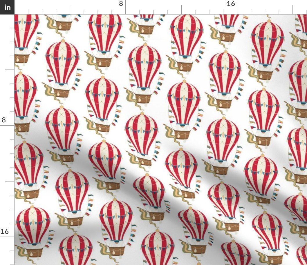 Vintage Ornamental Red Striped Hot Air Helium Balloons Fabric