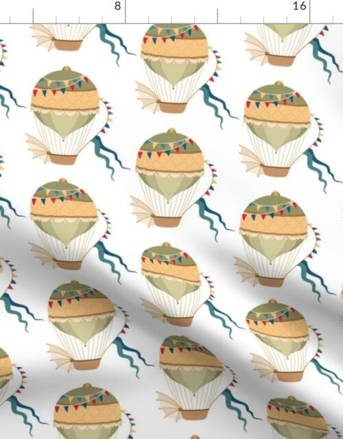 Vintage Ornamental Winged Hot Air Helium Balloons Fabric