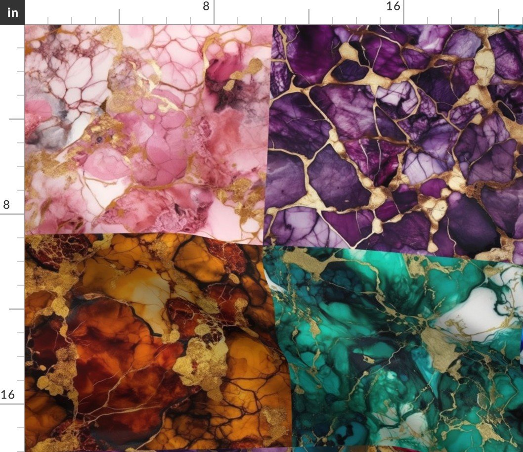 Vivid Birthday Gemstone Patchwork Quilt in 10 inch alcohol Inked Squares Fabric