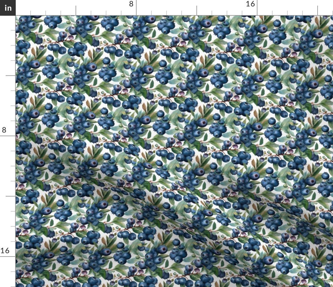Watercolor Blueberries Fabric Watercolor Blueberries Fabric