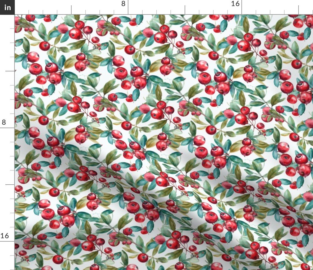 Watercolor Cranberries Fabric Watercolor Cranberries Fabric