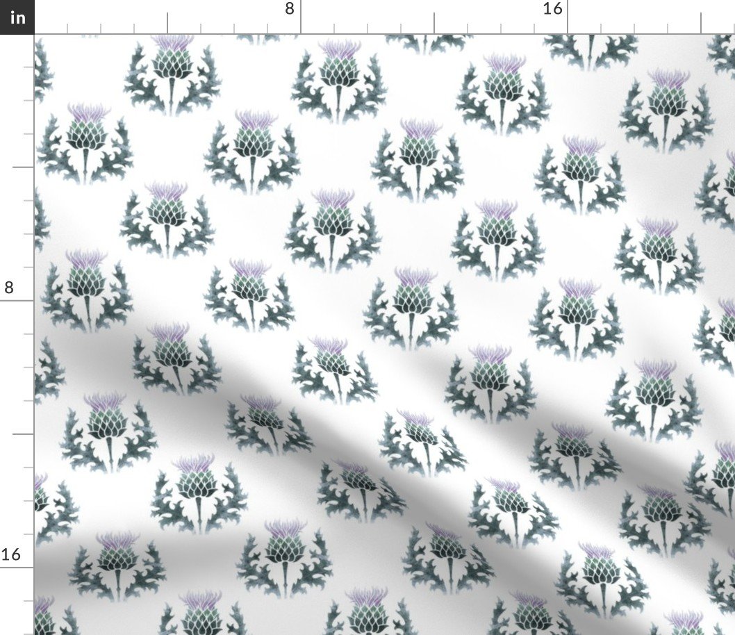 Watercolor Scottish Thistle Flower of Scotland Fabric Watercolor Scottish Thistle Flower of Scotland Fabric