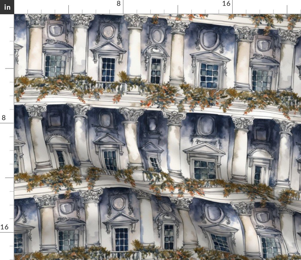 White House Architectural Detail in Windows, Columns, Doors and Balustrades Fabric White House Architectural Detail in Windows, Columns, Doors and Balustrades Fabric