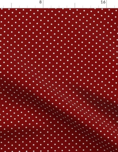 White Polka Dots On Dark Christmas Candy Apple Red Fabric