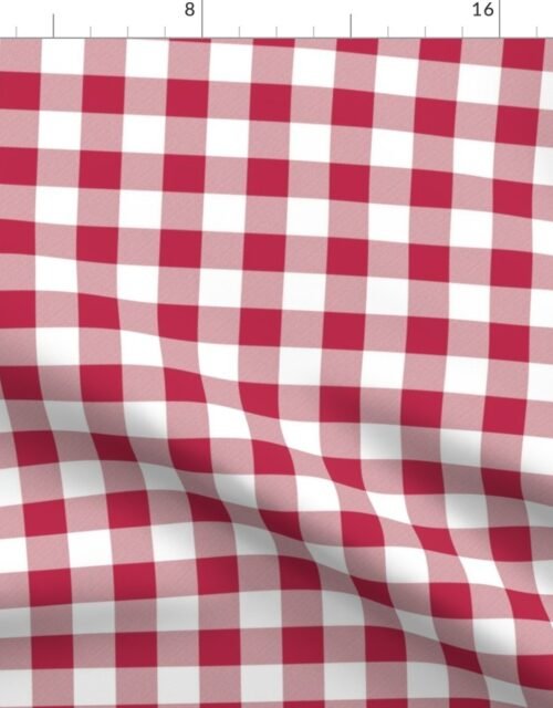 White  and Viva Magenta Gingham Check Fabric